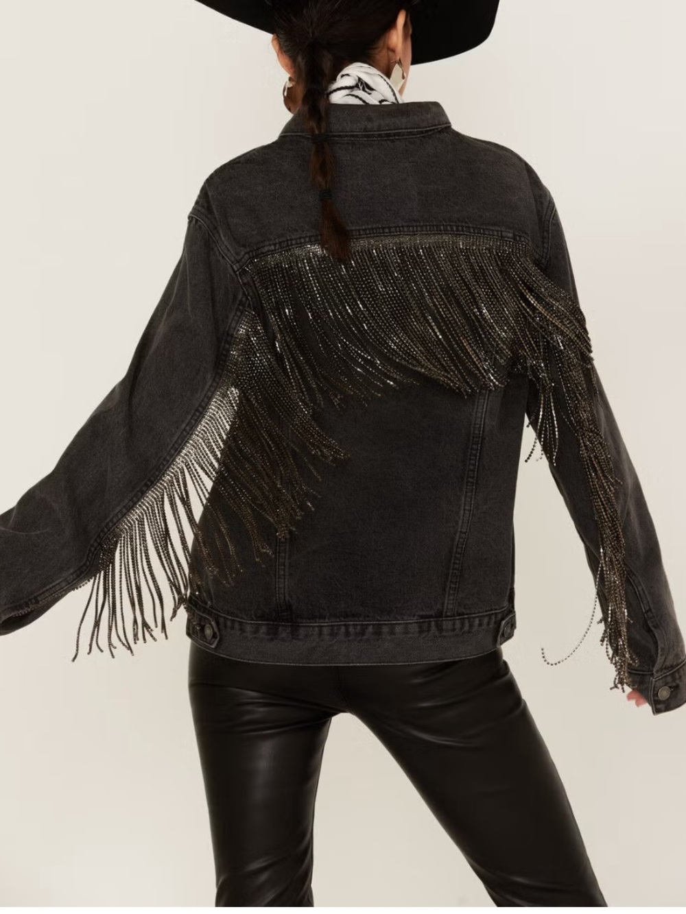 NEW Daniel Diamond Andy Jacket Gunmetal Fringe Small